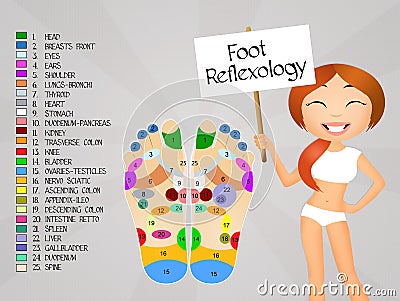 Foot reflexology chart Stock Photo