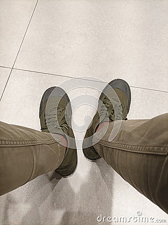 foot, shoes and jeans Stock Photo