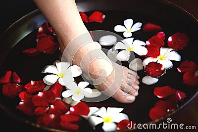 Foot spa massage Stock Photo