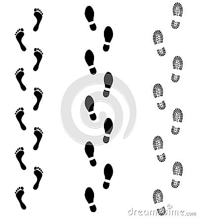 Footprints humans set symbols Cartoon Illustration