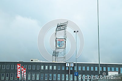 Footbal soccer stadium of the Eredivisie team PEC Zwolle in the Netherlands on the inside. Editorial Stock Photo