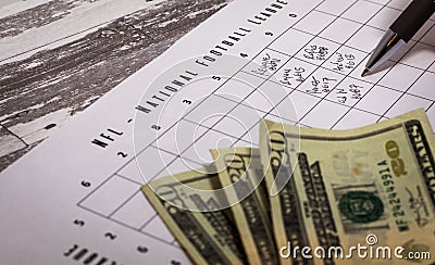 Football American office pool grid for sports betting concept Stock Photo