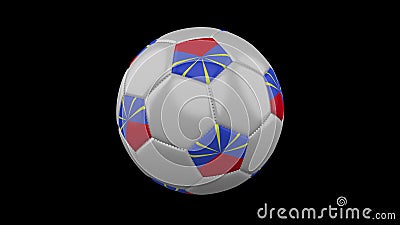 Football ball with flag Reunion, 3d rendering Stock Photo