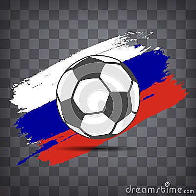football ball icon on Russian flag background from brush strokes Vector Illustration