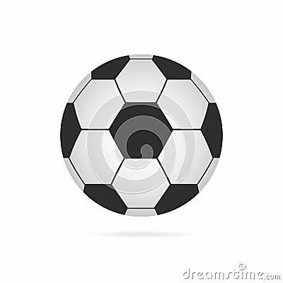 Football ball. Soccer ball icon with shadow isolated on white background Vector Illustration