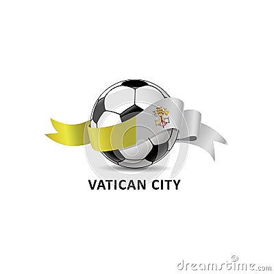 Football ball with VATICAN CITY national flag colorful trail. Cartoon Illustration
