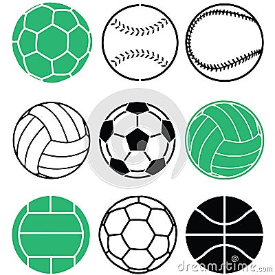 Football balls soccer balls sport ball clipart EPS Vector Illustration