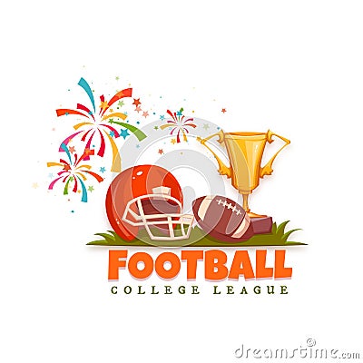 Football banner with ball and helmet. Vector illustration Vector Illustration