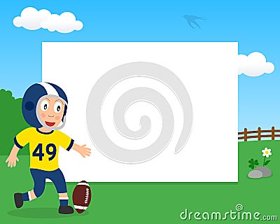 Football Boy in the Park Horizontal Frame Vector Illustration