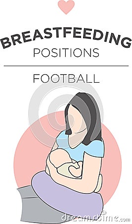 Football Breastfeeding Position Vector Illustration