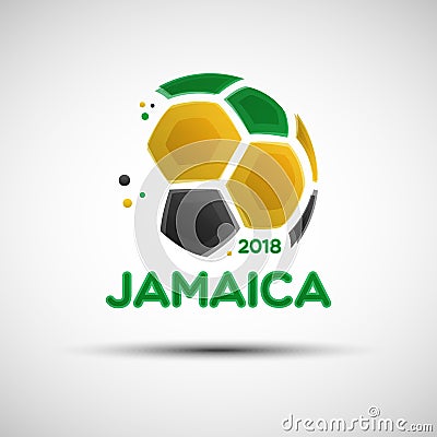 Abstract soccer ball with Jamaican national flag colors Vector Illustration
