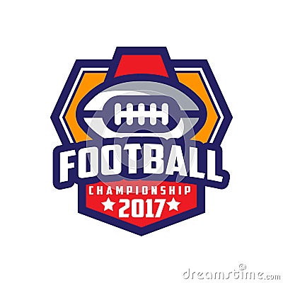 Football championship 2017 logo template, American football emblem, sport team insignia vector Illustration on a white Vector Illustration