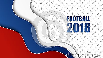 Soccer background with Russian national flag colors and different football players pattern Vector Illustration