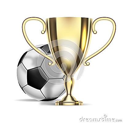 Football championship. Soccer ball and golden cup. Vector Illustration