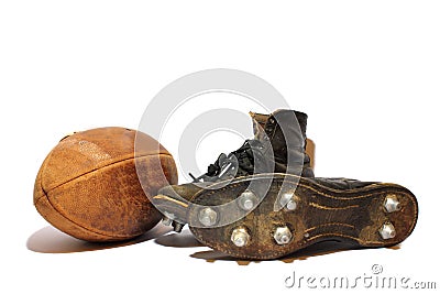 Football and Cleats Stock Photo