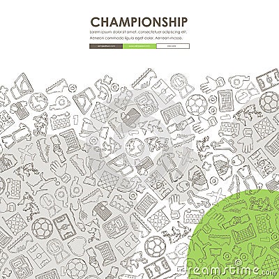 Football Doodle Website Template Design Vector Illustration