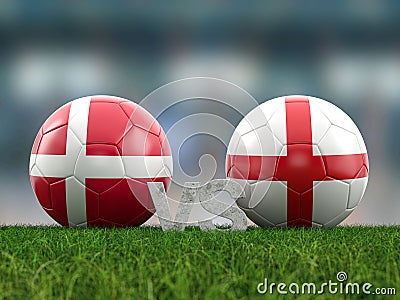 Football euro cup group C Denmark vs England Cartoon Illustration