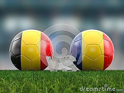 Football euro cup group E Belgium vs Romania Cartoon Illustration