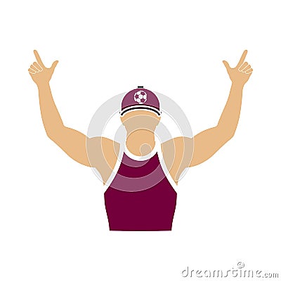 Football Fan With Hands Up Icon Vector Illustration