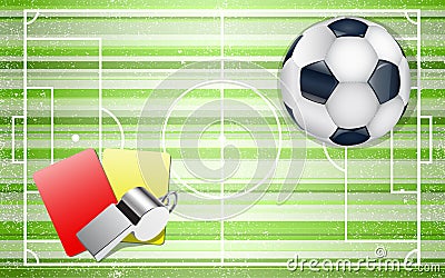 Football field with footballs set. Vector Illustration