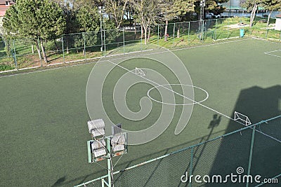 The football field from the top Stock Photo