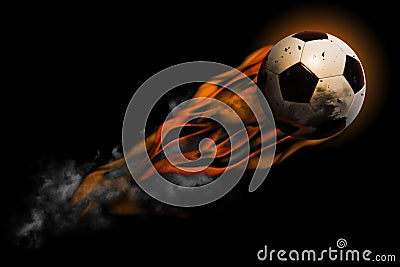 Football in fire Stock Photo