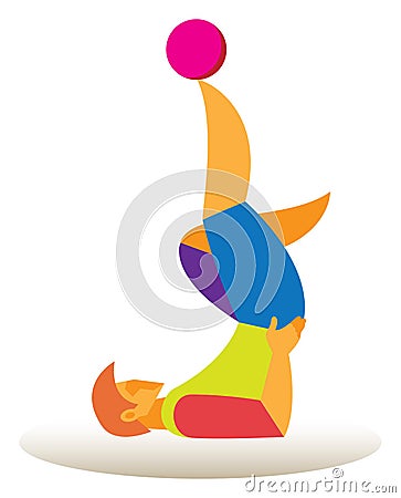 Football freestyle. soccer player juggling ball feet Vector Illustration