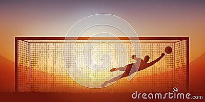 Goalkeeper stoppage during a football match Stock Photo