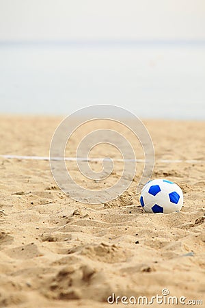 Football gate and ball, beach soccer Stock Photo