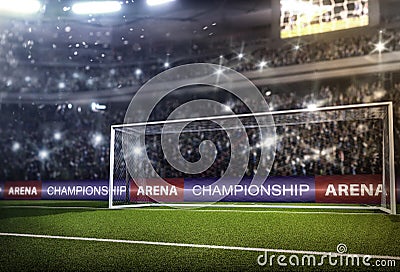 Football goal with people on background 3d rendering Stock Photo