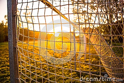 Football goal in the sunrise 14 Stock Photo