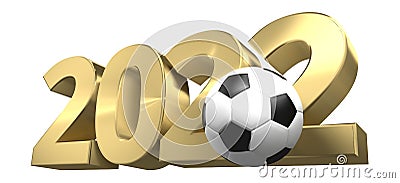 Football 2022 golden 3D render football design Stock Photo