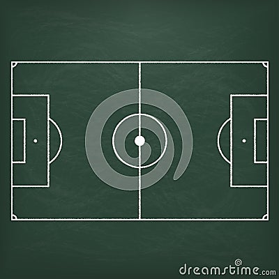 Football Ground Green Blackboard Vector Illustration