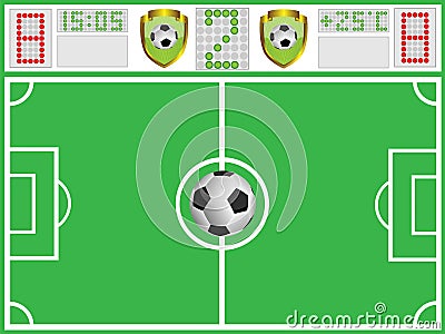 Football ground and sports board Vector Illustration