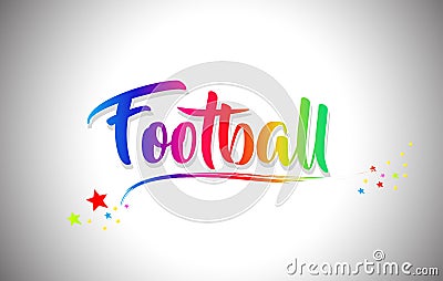 Football Handwritten Word Text with Rainbow Colors and Vibrant Swoosh Vector Illustration