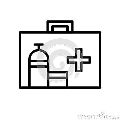 Football healthcare box icon. medical team support. simple illustration outline style sport symbol. Cartoon Illustration