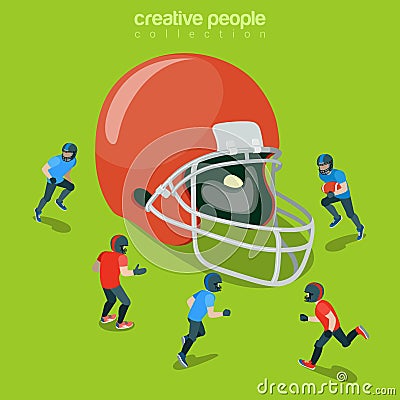 Football helm protection hat flat 3d isometric vector Vector Illustration