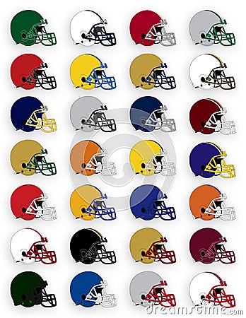 Football Helmets Vector Illustration