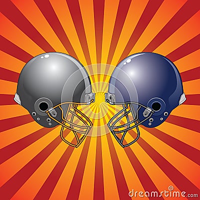 Football Helmets Colliding Vector Illustration