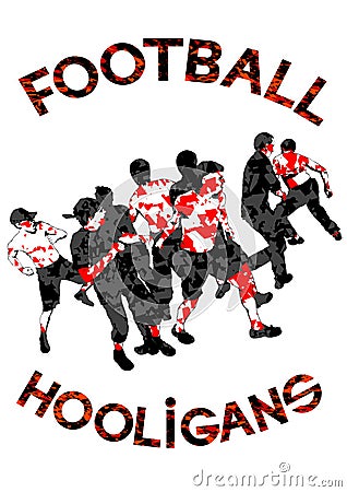 Football hooligans three Vector Illustration