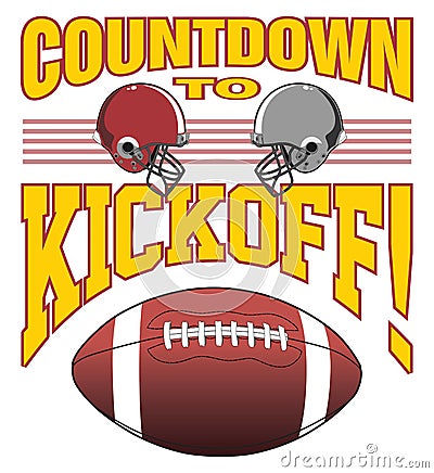 Football - Kickoff with Helmets and Ball Cartoon Illustration