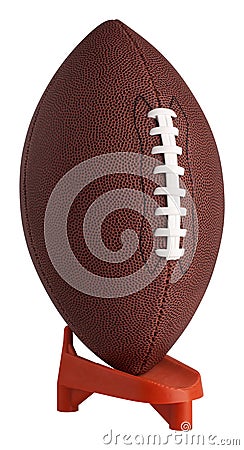 Football on kickoff tee Stock Photo