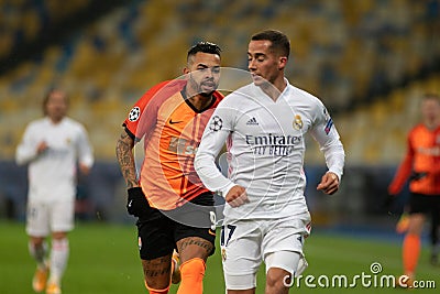 The football match of Group B of UEFA Champions League FC Shakhtar Donetsk vs Real Madrid FC Editorial Stock Photo