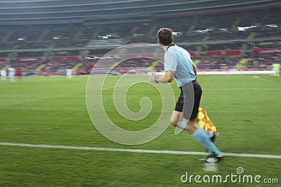 Run of the picture assistant of referee Editorial Stock Photo