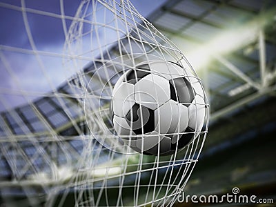 Football on the net Stock Photo