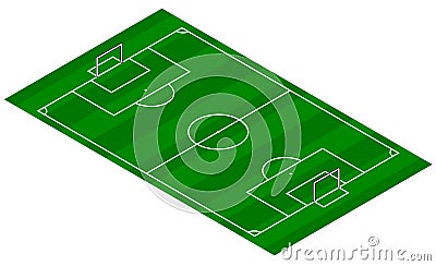 Football Pitch - Isometric View Cartoon Illustration