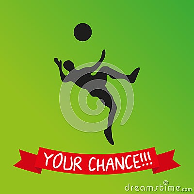 Football Player In Action Logo - Your Chance Goal Kick Vector Illustration