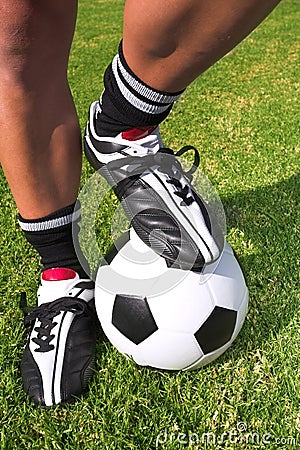 Football player with a ball Stock Photo