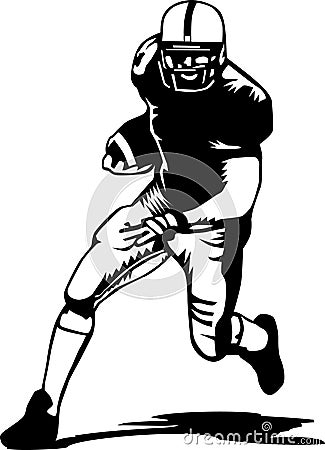 Football player black and white Vector Illustration