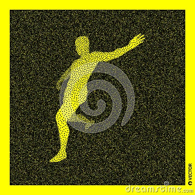 Football player. 3D Human Body Model. Black and yellow grainy design. Stippled vector illustration Vector Illustration